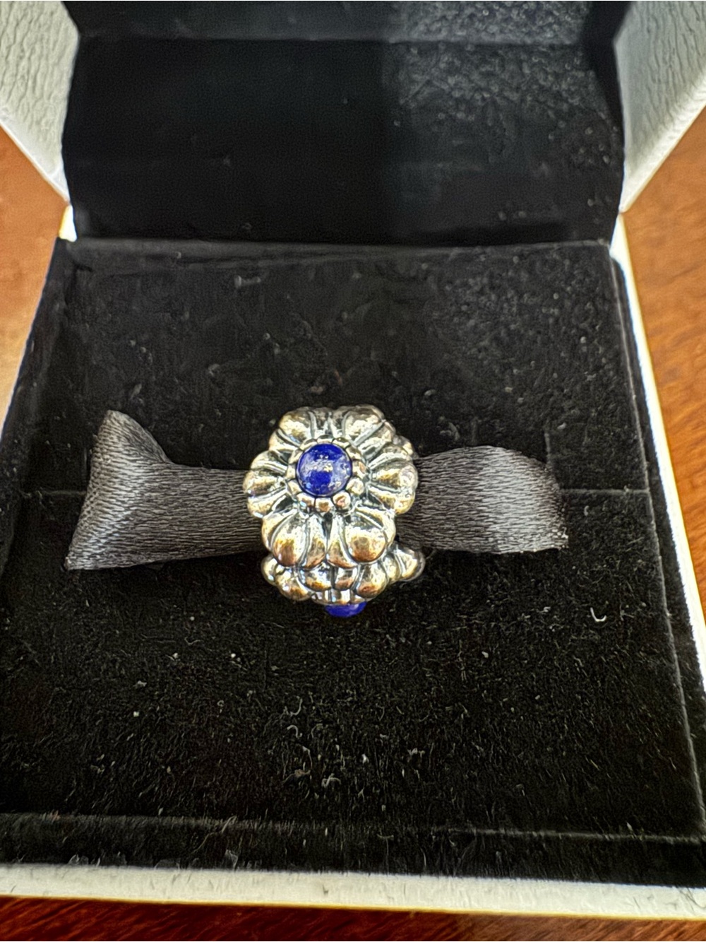 Rare Retired PANDORA September birthday bloom charm lapis lazuli/silver 790580LP